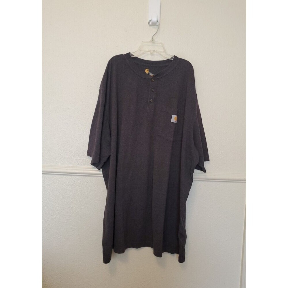 VTG Carhartt Men's Size 3XL Gray Henley Pocket Tee K84 026 Original Fit PolyCott